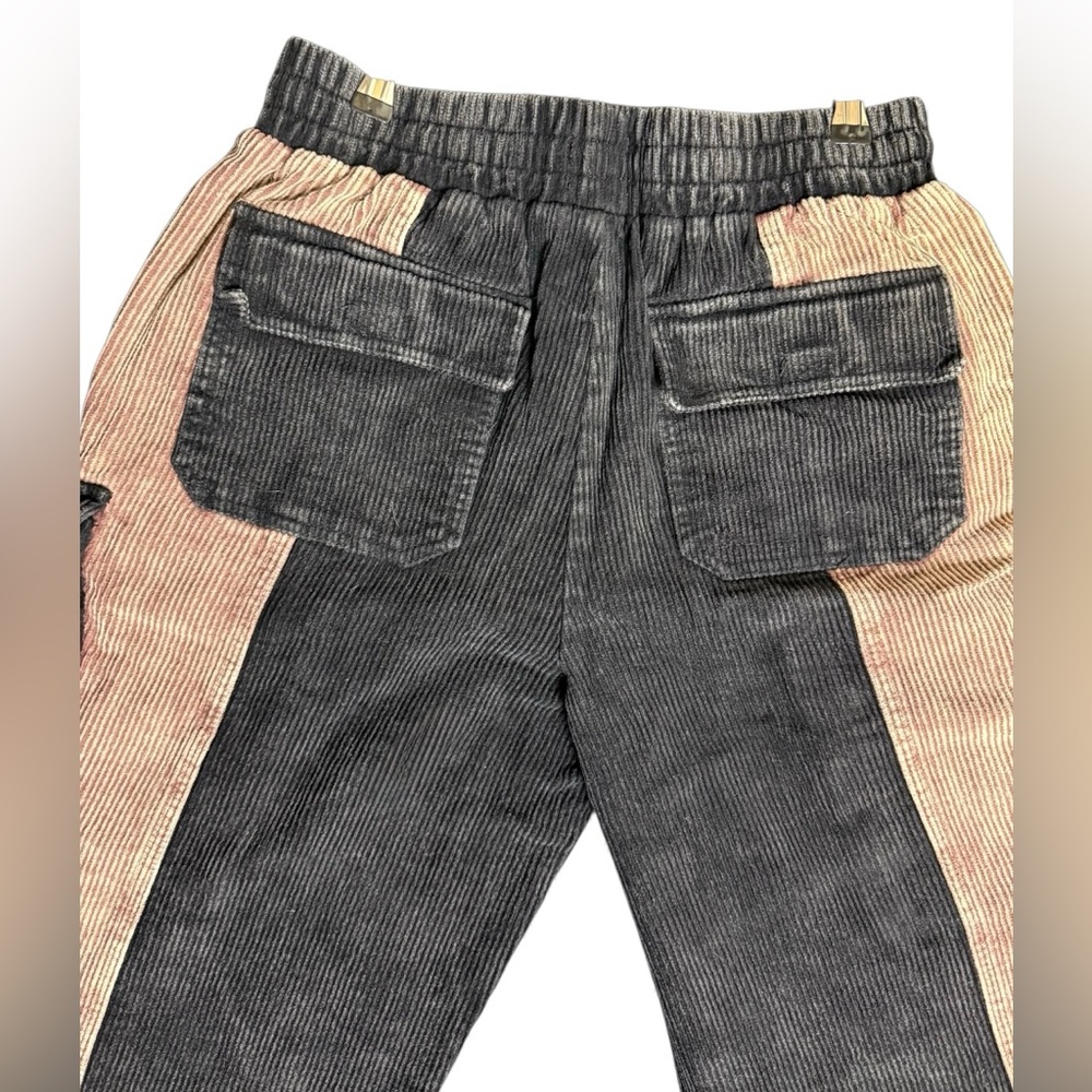 Stoosh Black and Tan Corduroy Color Block Cargo Pants - Picture 6 of 10